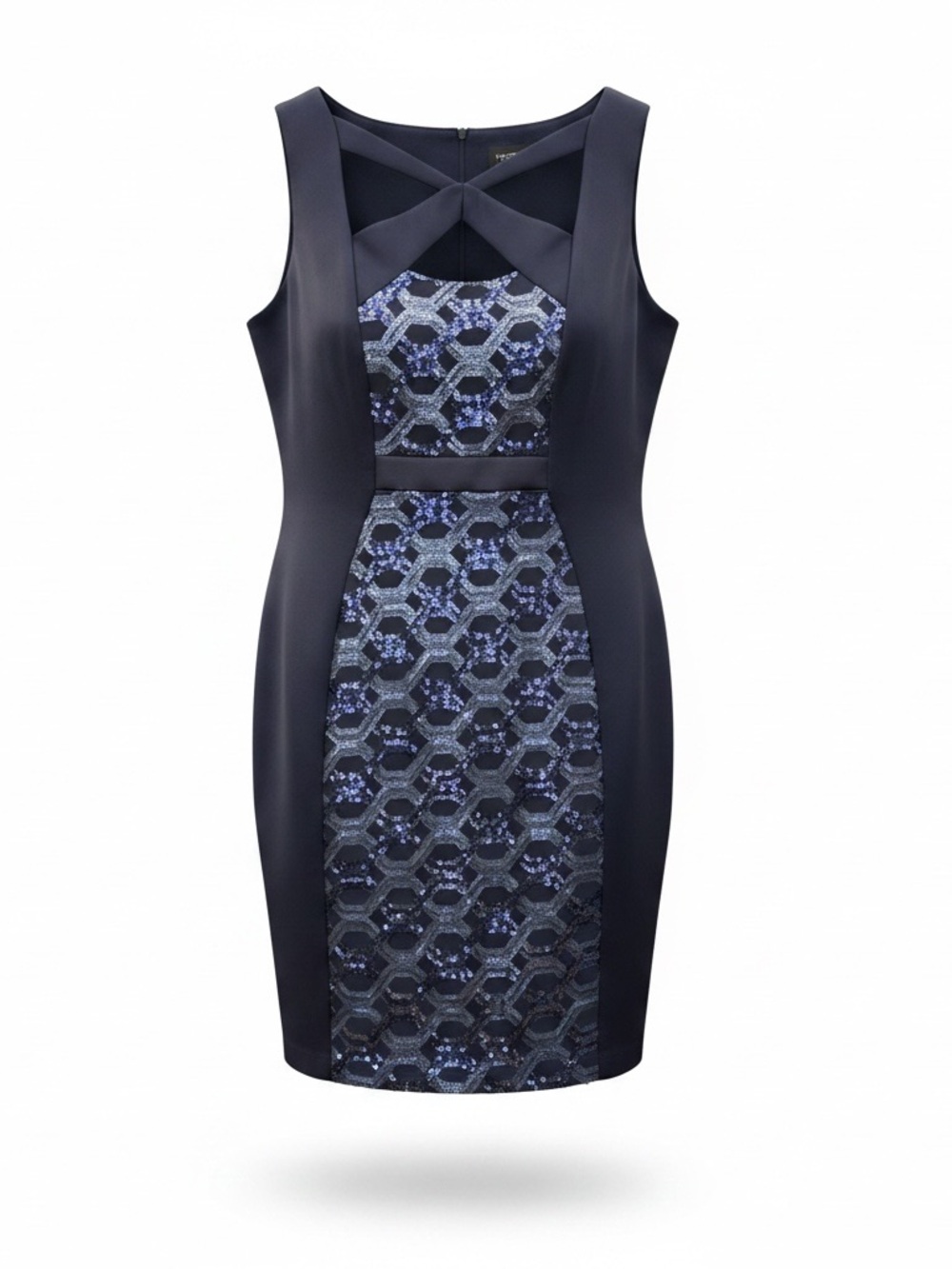 NWT Navy Blue Connect Apparel Sequins Fitted Dress